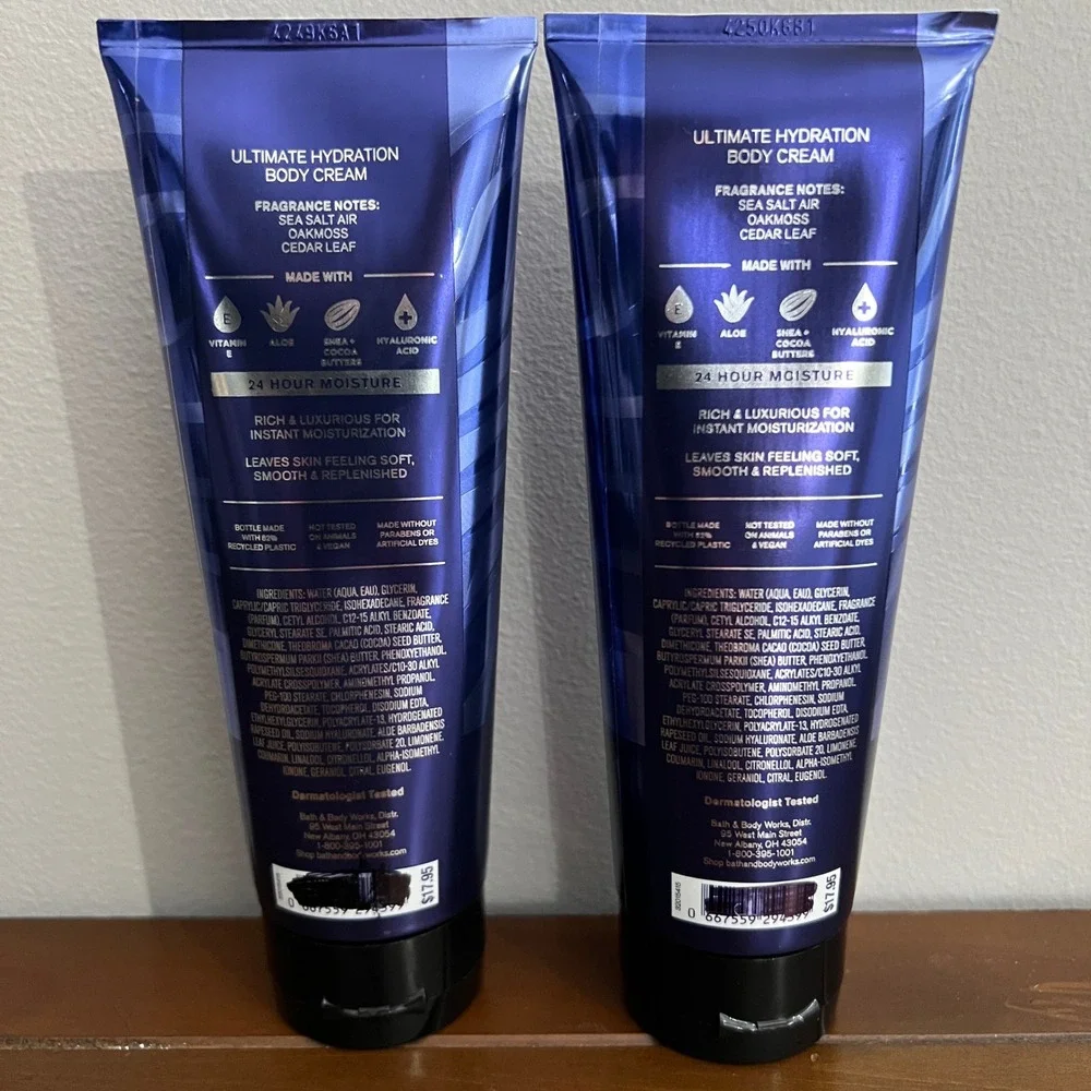 Bath & Body Works Deep Ocean Mens Ultimate Hydration Body Cream 8oz Set of 2